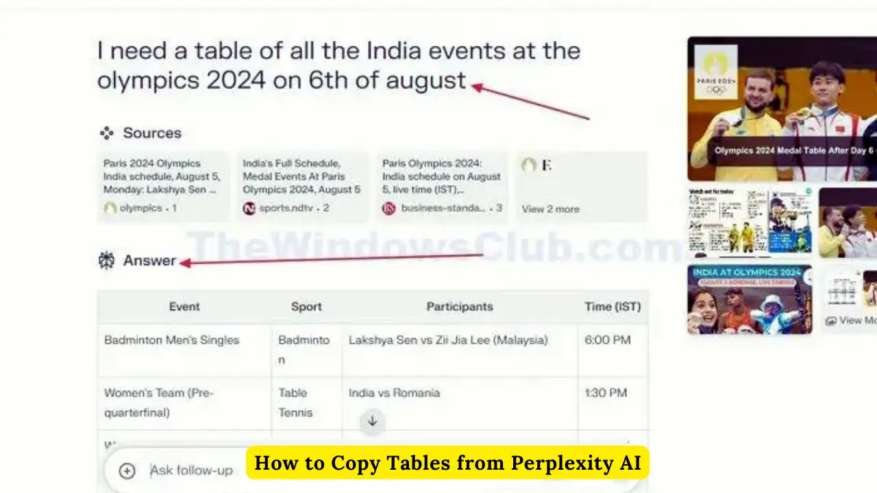 How to Copy Tables from Perplexity AI