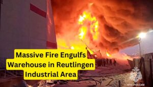 Massive Fire Engulfs Warehouse in Reutlingen Industrial Area